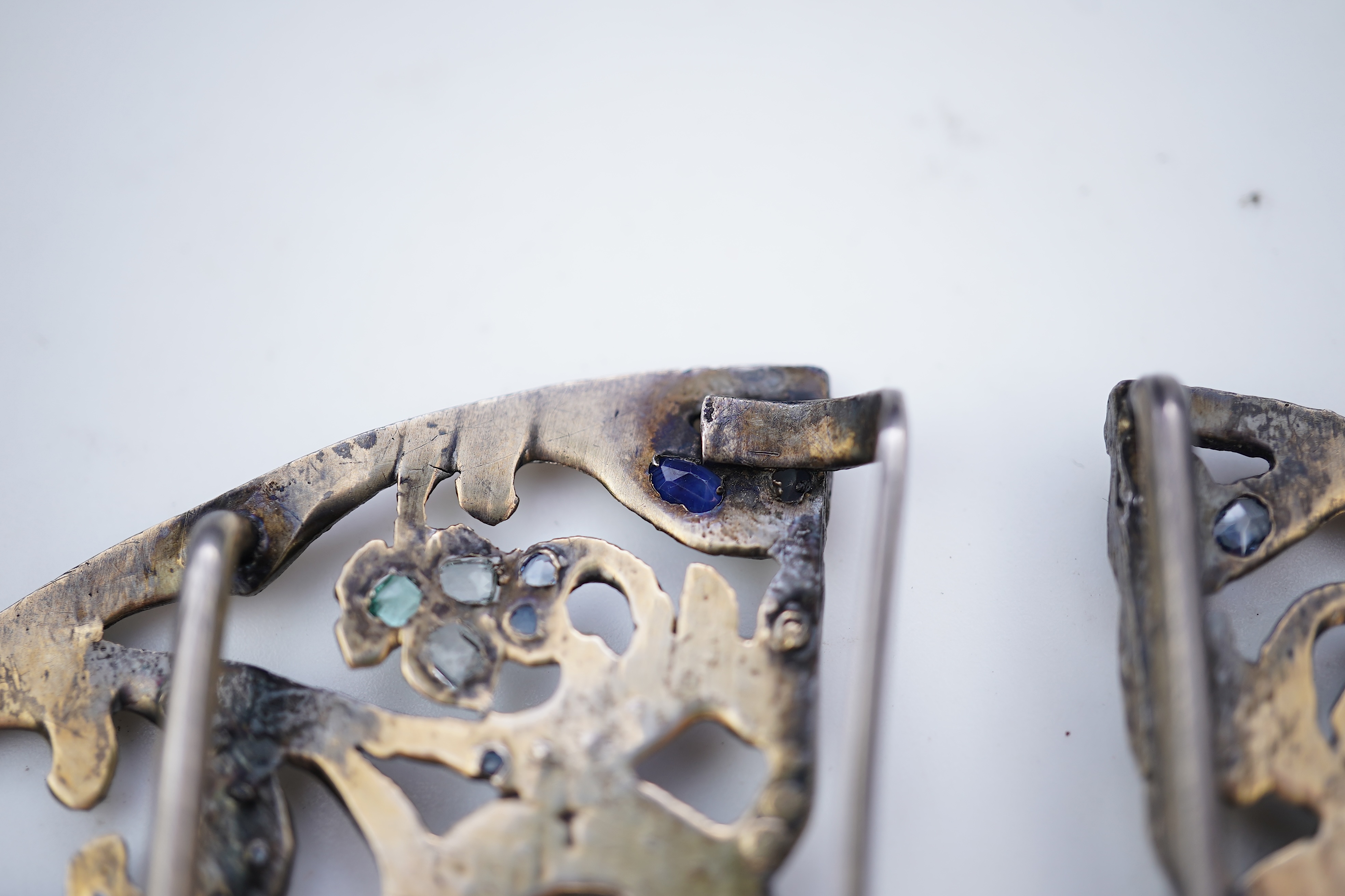 An Art Nouveau gem-set and seed pearl belt buckle, circa 1900